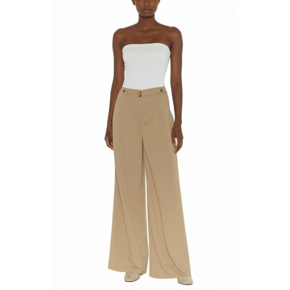 NWT Betusline Pants Womens Size M Khaki Wide Leg Casual Elastic Waist Comfort Mi